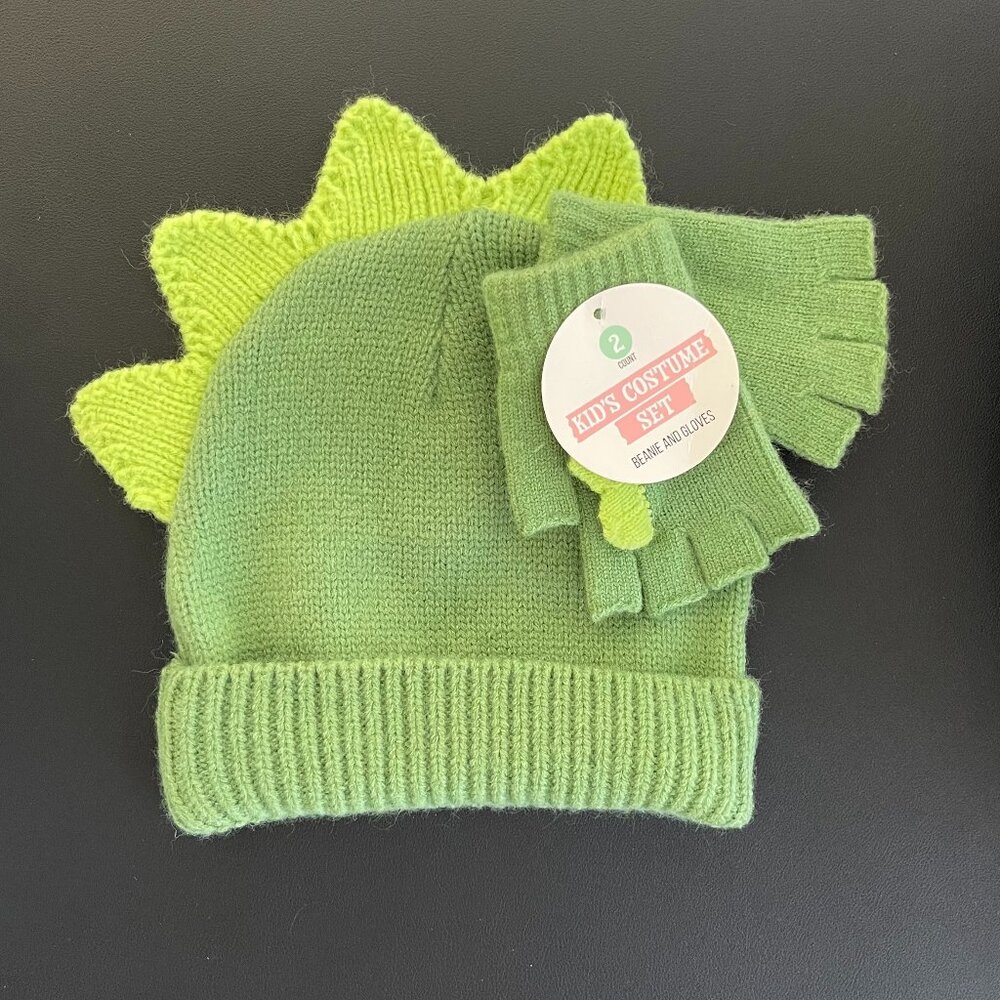 Kid's Dinosaur Beanie & Gloves
